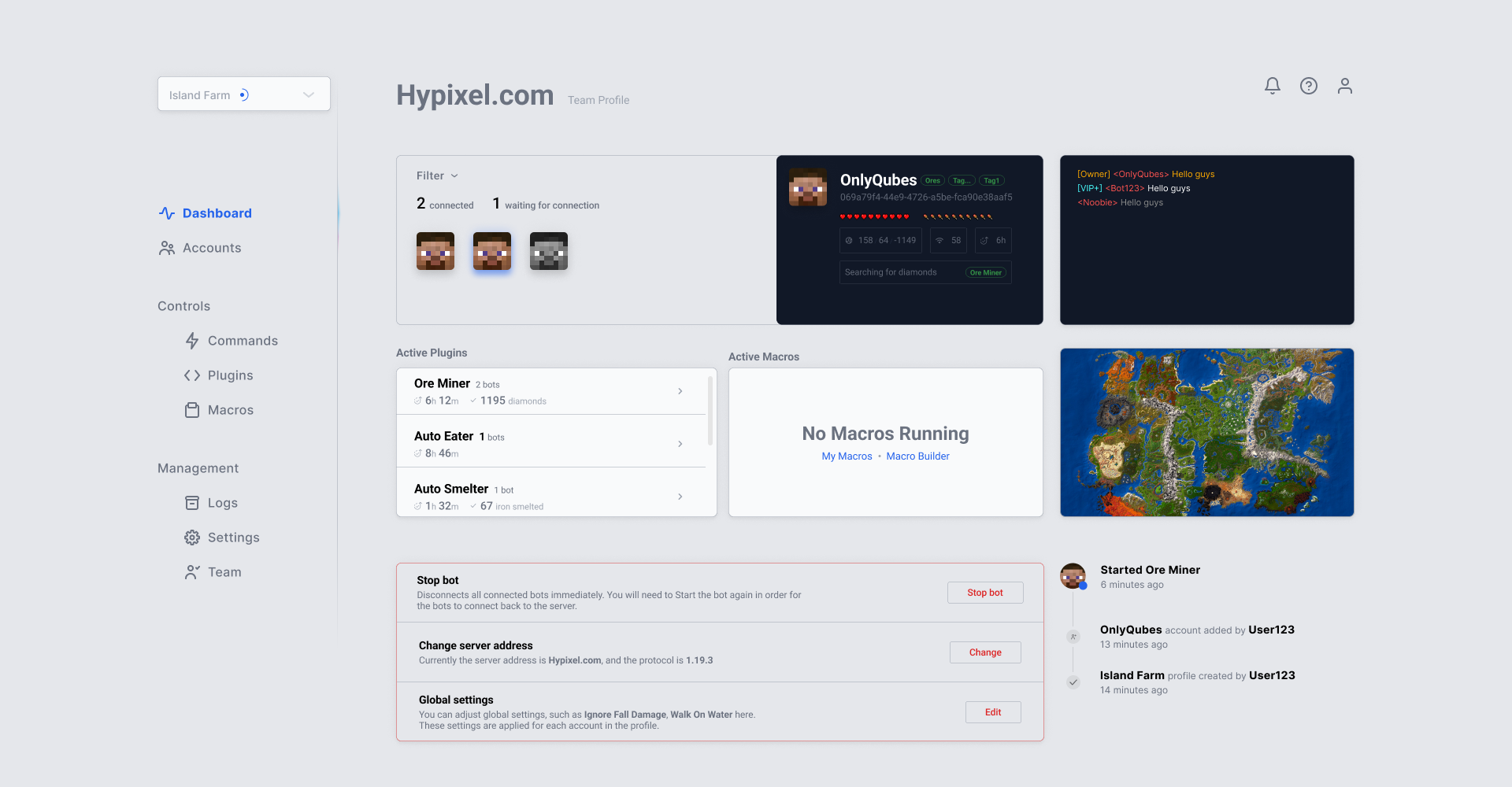 minecraft bot minebot dashboard